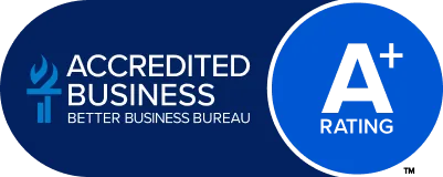 BBB Accredited Business badge with A+ rating from the Better Business Bureau (BBB)