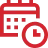 Calendar with a clock symbol, indicating scheduling or an appointment time.