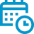 Calendar icon with a clock, indicating scheduling an appointment. (Informational)