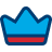 Blue crown icon with a red base on a dark square background