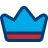 Blue crown icon with a red base on a dark square background
