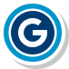 Circular blue logo with a white G in the center.