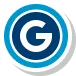 Circular blue logo with a white G in the center.