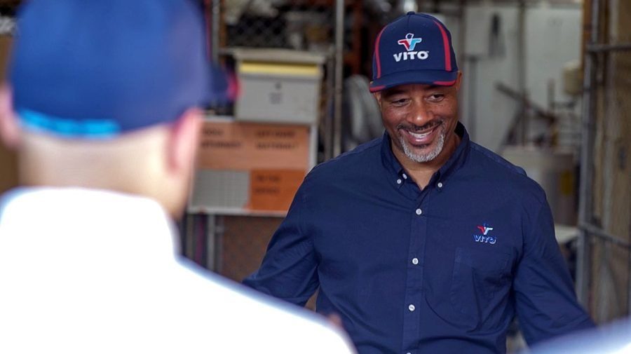 Vito employee preparing for an indoor air quality service.