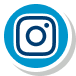 Instagram logo: white camera icon inside a rounded blue square.