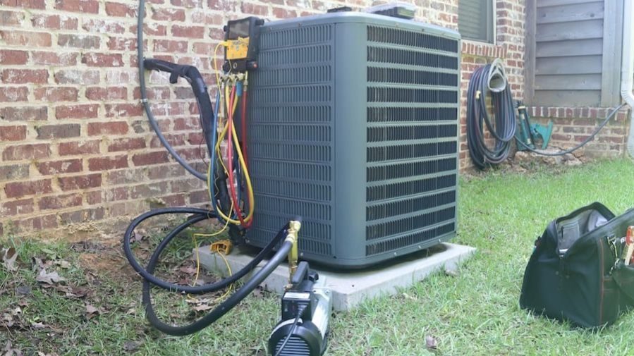 HVAC maintenance being conducted.