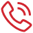 Call button: red telephone handset with signal lines indicating a call