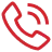 Call button: red telephone handset with signal lines indicating a call