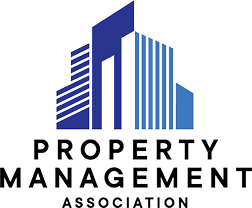 Logo for Property Management Association: blue abstract skyscrapers above the bold text 'PROPERTY MANAGEMENT ASSOCIATION'.