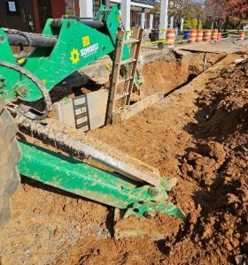 Installing New Sewer Line Pipe At A Restaurant