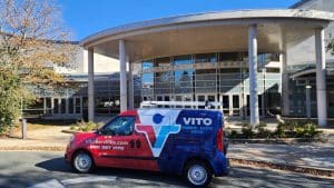 Vito services service vehicle parked in front of montgomery county building